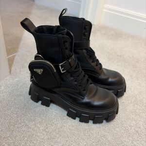 Prada Black Ankle Boots with Chunky Sole